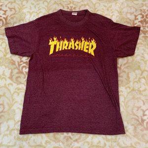 Maroon Thrasher Tee - Classic Flame Logo